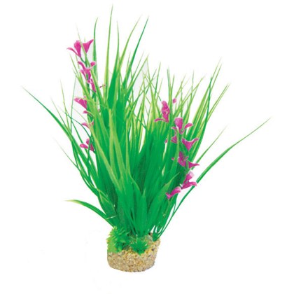 BETTA 10 Green & Pink Plastic Plant W/ Sand Base BETTA 10 Green & Pink Plastic Plant W/ Sand Base