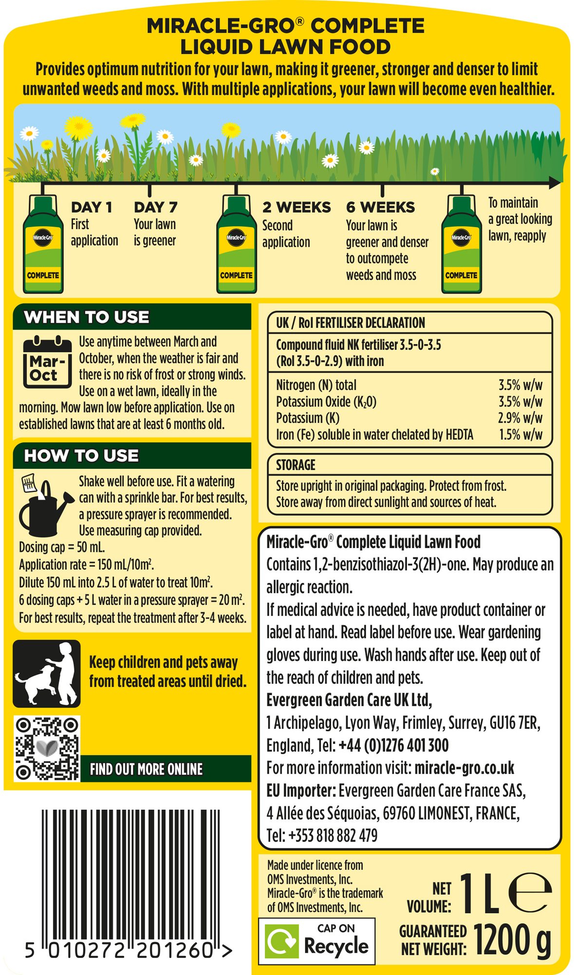 Miracle Gro MIRACLE GRO Complete Lawn Care Concentrated Liquid 1L miracle-gro-miracle-gro-complete-lawn-care-concentrated-liquid-1l