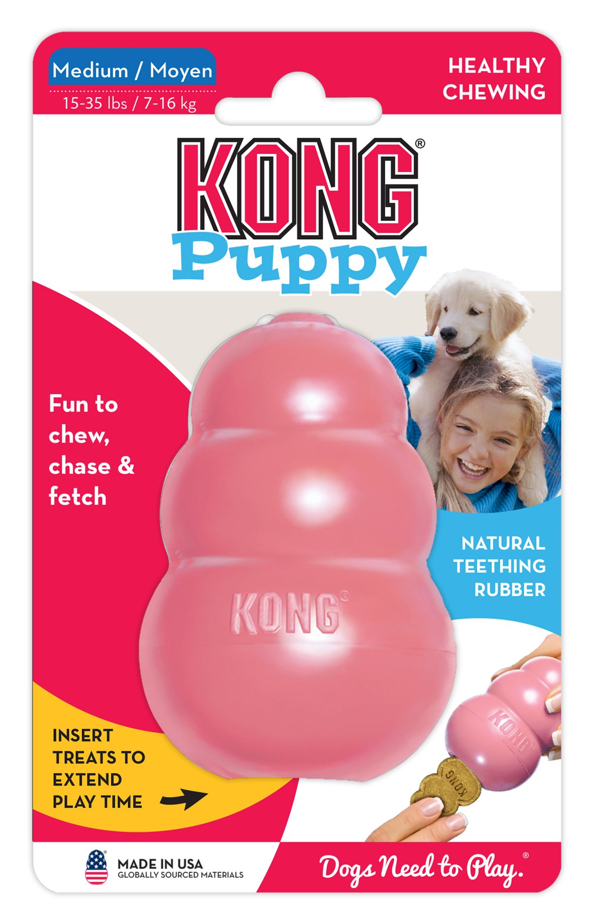 Kong KONG Puppy Medium (Assorted Pink & Blue) Willowbrook Nursery and