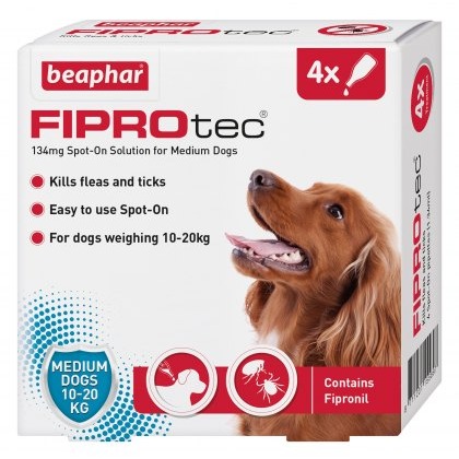 BEAPHAR FIPROtec® Spot-On for Medium Dogs x4