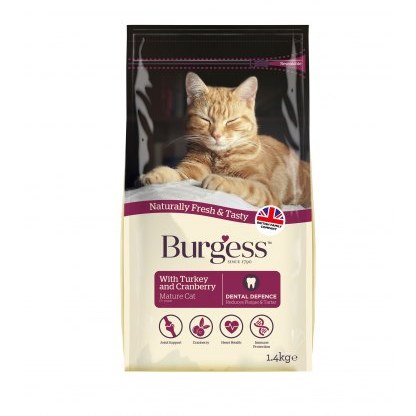 BURGESS Mature Cat Food with Turkey and Cranberry 1.4kg