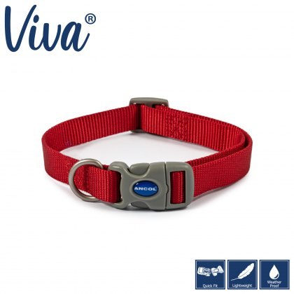 ANCOL Viva Adjustable Collar Red 20-30cm Size 1-2 ANCOL Viva Adjustable Collar Red 20-30cm Size 1-2