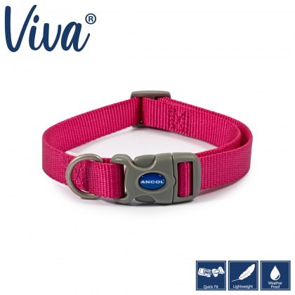 ANCOL Viva Adjustable Collar Pink 20-30cm Size 1-2 ANCOL Viva Adjustable Collar Pink 20-30cm Size 1-2