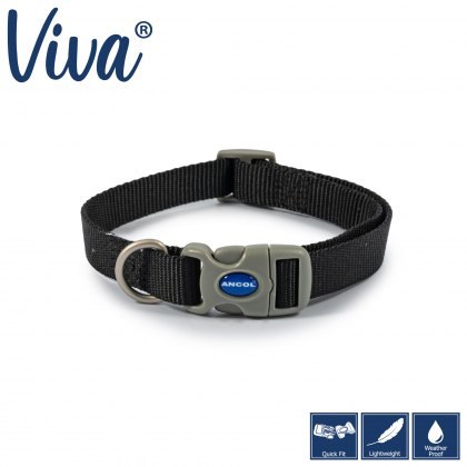 ANCOL Viva Adjustable Collar Black 45-70cm Size 5-9 ANCOL Viva Adjustable Collar Black 45-70cm Size 5-9