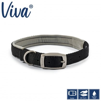 ANCOL Padded Viva Collar Black 55-63cm Size 8