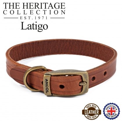 ANCOL Latigo Collar Chestnut 26-31cm Size 2