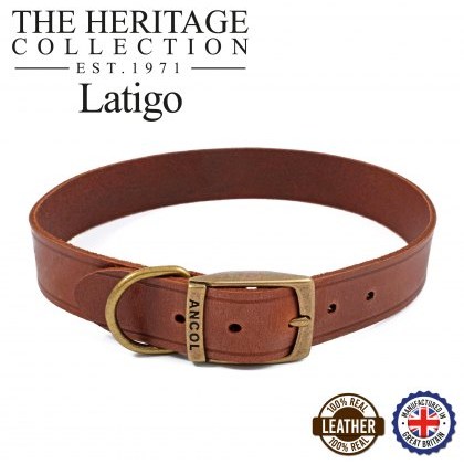 ANCOL Latigo Collar Chestnut 55-63cm Size 8 32mm Wide