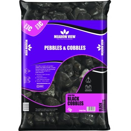PEBBLES & COBBLES Ebony Black Cobbles 30-60mm - Large Bag PEBBLES & COBBLES Ebony Black Cobbles 30-60mm - Large Bag