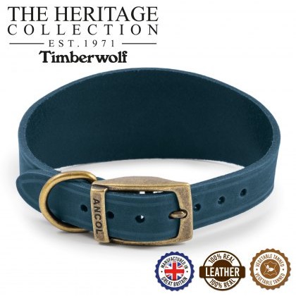 ANCOL Timberwolf Whippet Leather Collar Blue 30-34cm