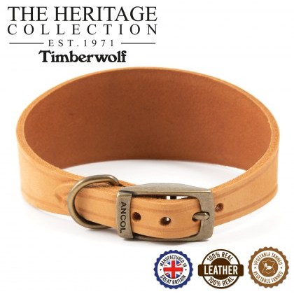 ANCOL Timberwolf Whippet Leather Collar Mustard 30-34cm