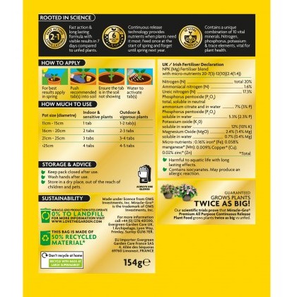MIRACLE-GRO® Premium All Purpose Continuous Release Plant Food Tablets MIRACLE-GRO® Premium All Purpose Continuous Release Plant Food Tablets