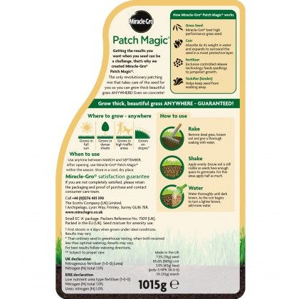 MIRACLE-GRO® Patch Magic® Grass Seed, Feed & Coir 1015g MIRACLE-GRO® Patch Magic® Grass Seed, Feed & Coir 1015g