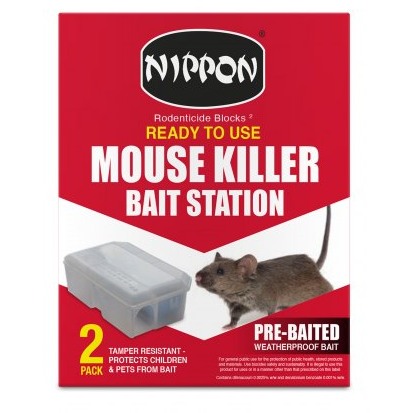 NIPPON Ready To Use Mouse Killer Bait Station 2Pk *NEW*