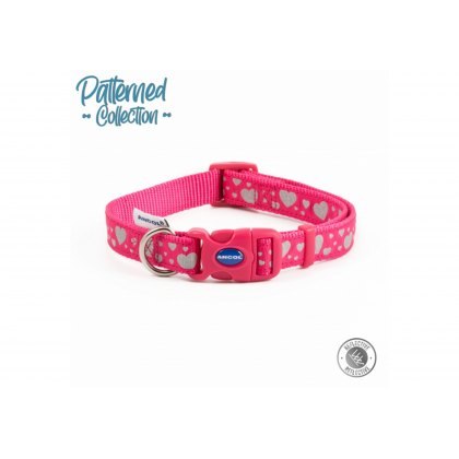 ANCOL Fashion Collar Pink Reflective Hearts Adj 30-50cm