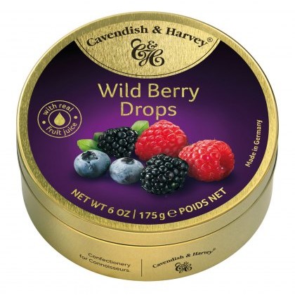 Cavendish & Harvey Travel Tin Wild Berry Drops 175g Cavendish & Harvey Travel Tin Wild Berry Drops 175g