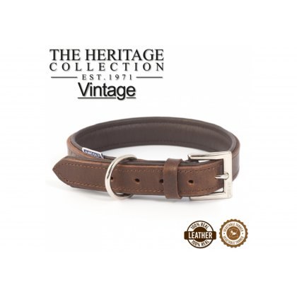 ANCOL Vintage Leather Padded Collar 45-54cm Size 6