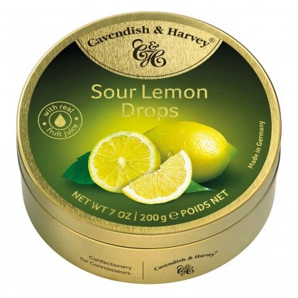 Cavendish & Harvey Travel Tin Sour Lemon Drops 200g Cavendish & Harvey Travel Tin Sour Lemon Drops 200g