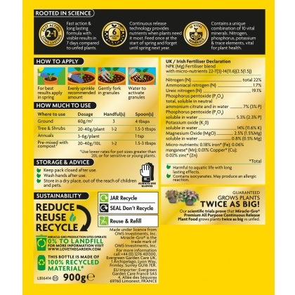 MIRACLE-GRO® Premium All Purpose Continuous Release Plant Food 900g MIRACLE-GRO® Premium All Purpose Continuous Release Plant Food 900g