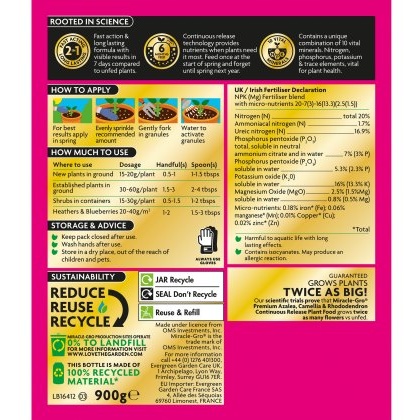 MIRACLE-GRO® Premium Azalea, Camellia & Rhododendron Continuous Release Plant Food 900g MIRACLE-GRO® Premium Azalea, Camellia & Rhododendron Continuous Release Plant Food 900g