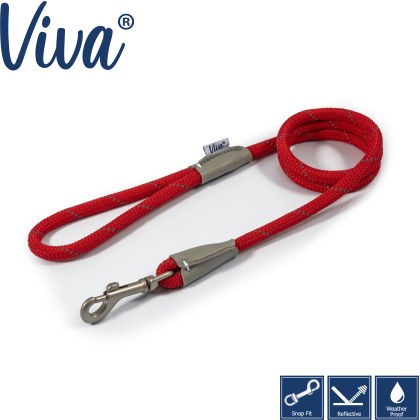 ANCOL Viva Rope Lead Reflective Red 1.07mx10mm