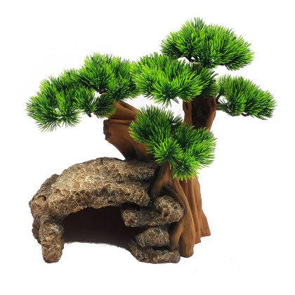 AQUA ONE Bonsai Tree With Rock Cave 33cm AQUA ONE Bonsai Tree With Rock Cave 33cm