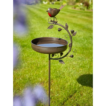 TOM CHAMBERS Robin Redbreast - Robin and Leaf Bird Bath TOM CHAMBERS Robin Redbreast - Robin and Leaf Bird Bath