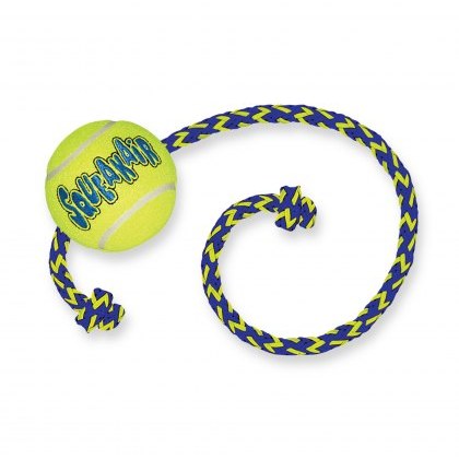 KONG SqueakAir Tennis Ball with Rope Medium