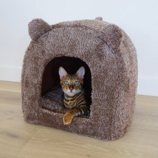 Brown Teddy Bear Cat Bed