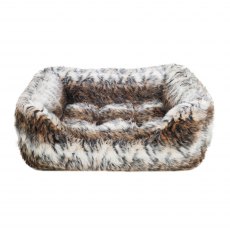 Brown Cosy Fur Print Bed Medium