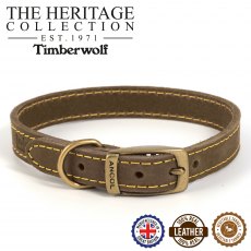 ANCOL Timberwolf Leather Collar Sable 26-31cm Size 2
