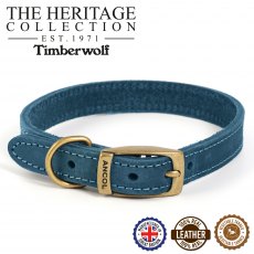 ANCOL Timberwolf Leather Collar Blue 39-48cm Size 5
