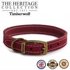 ANCOL Timberwolf Leather Collar Raspberry 39-48cm Size 5