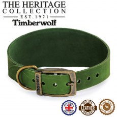 ANCOL Timberwolf Whippet Leather Collar Green 30-34cm