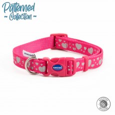 ANCOL Fashion Collar Pink Reflective Hearts Adj 20-30cm