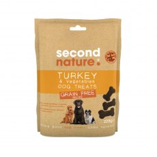 SECOND NATURE Grain Free Turkey & Vegetable Dog Treats   225g