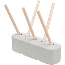 TRIXIE Food manger, ceramic/wood 26 × 23 × 17 cm, grey