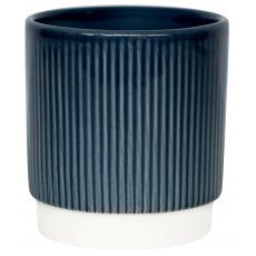 Athens Reactive Glaze Ribbed Planter Blue H10.5cm D10cm