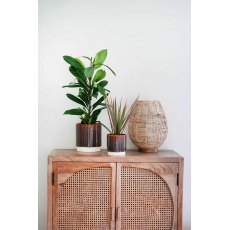 Athens Reactive Glaze Ribbed Planter Blue H10.5cm D10cm