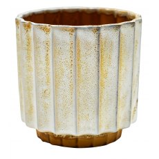 Lugano Scalloped Mustard Reactive Planter H16cm D16cm