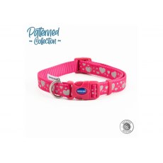 ANCOL Fashion Collar Pink Reflective Hearts Adj 30-50cm