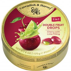 Cavendish & Harvey Travel Tin Duo Cherry & Lime   175g Cavendish & Harvey Travel Tin Duo Cherry & Lime   175g