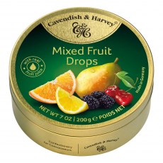 Cavendish & Harvey Travel Tin Mixed Fruit Drops   200g Cavendish & Harvey Travel Tin Mixed Fruit Drops   200g