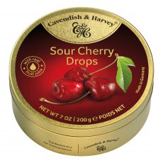Cavendish & Harvey Travel Tin Sour Cherry Drops   200g Cavendish & Harvey Travel Tin Sour Cherry Drops   200g