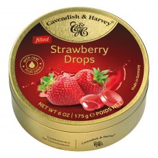 Cavendish & Harvey Travel Tin Strawberry Filled Drops   175g Cavendish & Harvey Travel Tin Strawberry Filled Drops   175g