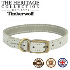 ANCOL Timberwolf Leather Collar Light Grey 45-54cm Size 6