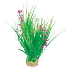 BETTA 10 Green & Pink Plastic Plant W/ Sand Base