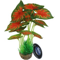 BETTA 8 Grn Silk Anubias Round W/ Sand Base *New*