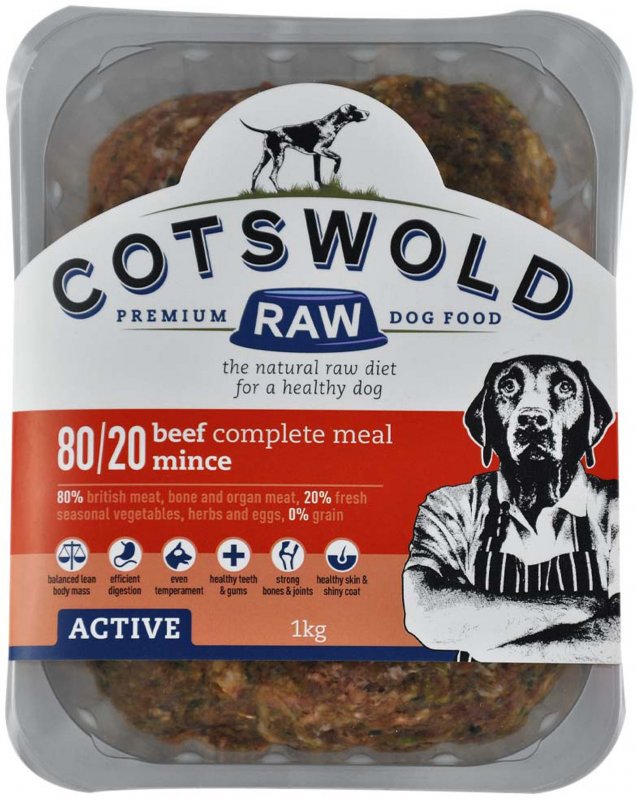 Cotswold Premium Raw Dog Food COTSWOLD Beef and Tripe Mince - 80/20 Active - 1kg